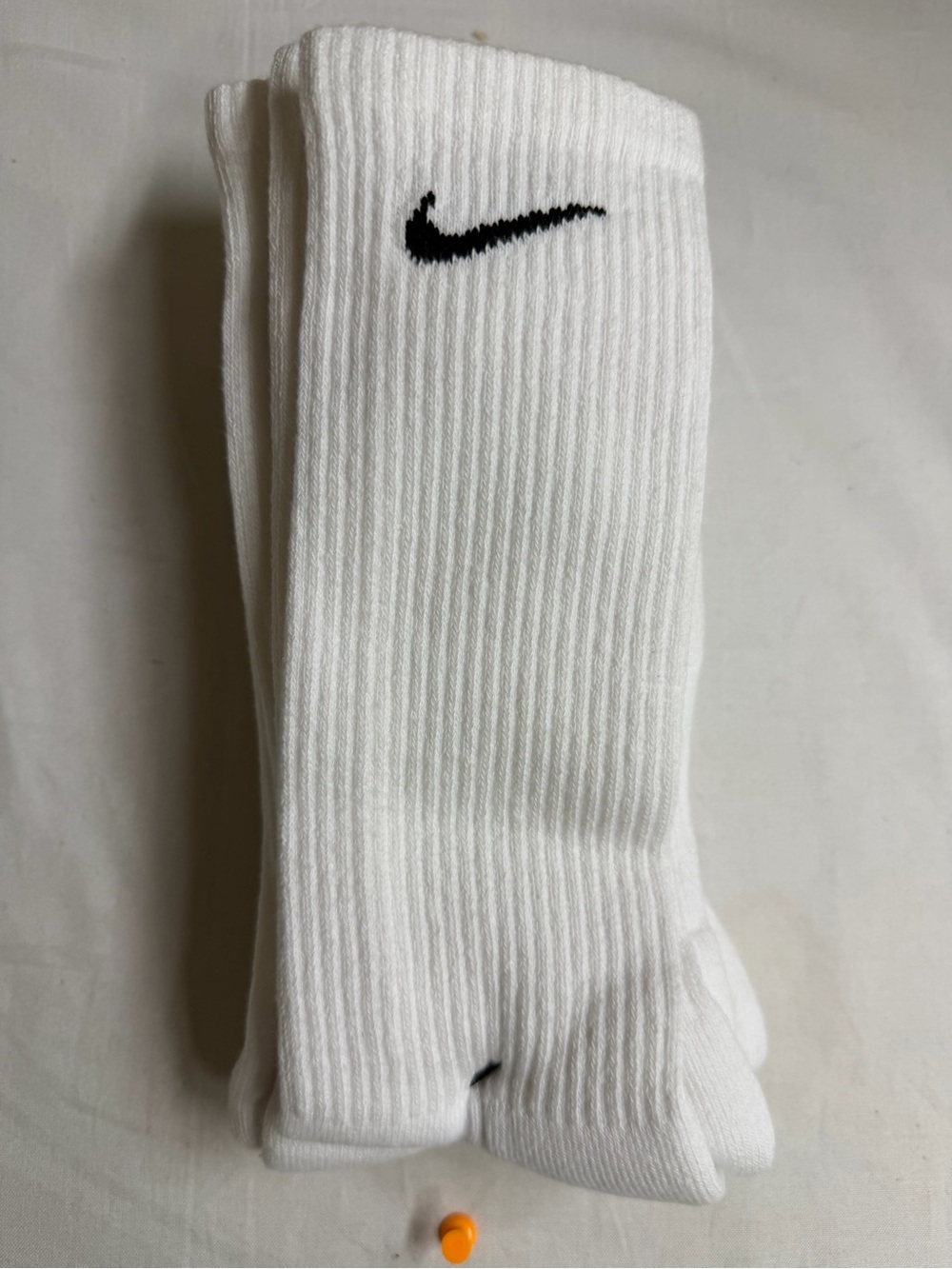 Nike White Crew Athletic Socks with Black Swoosh